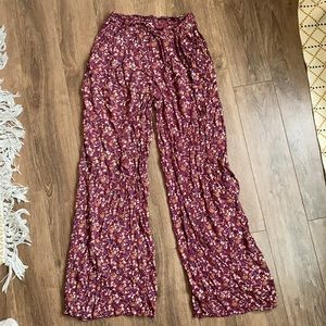 Co Bootcut Palazzo Pants Maroon Floral 